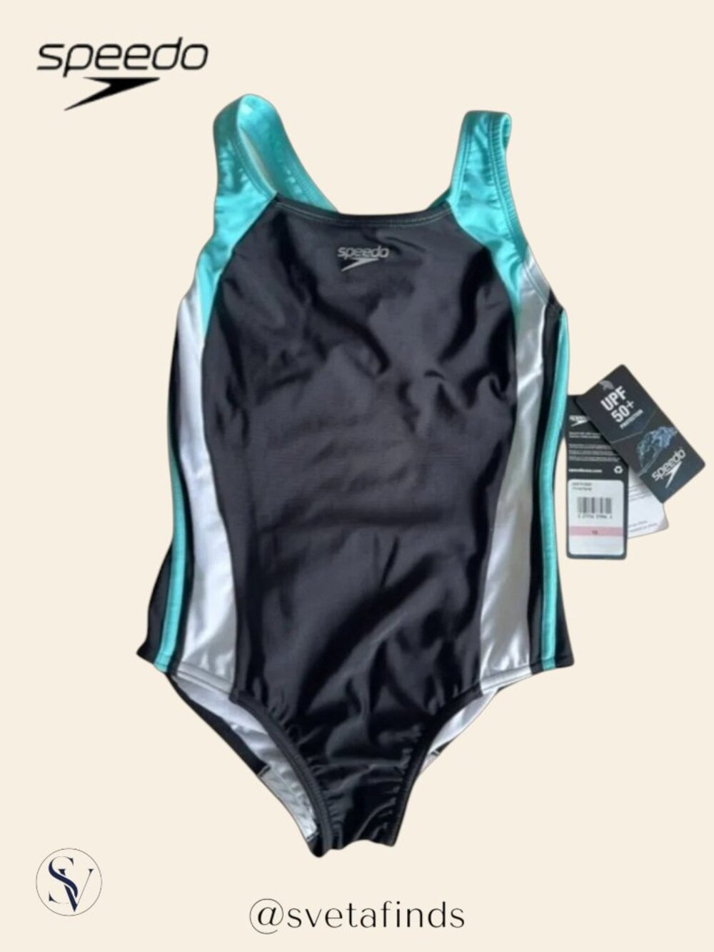 NWT Speedo Girls' Infinity Splice One Piece Swimsuit 10 (Girl)